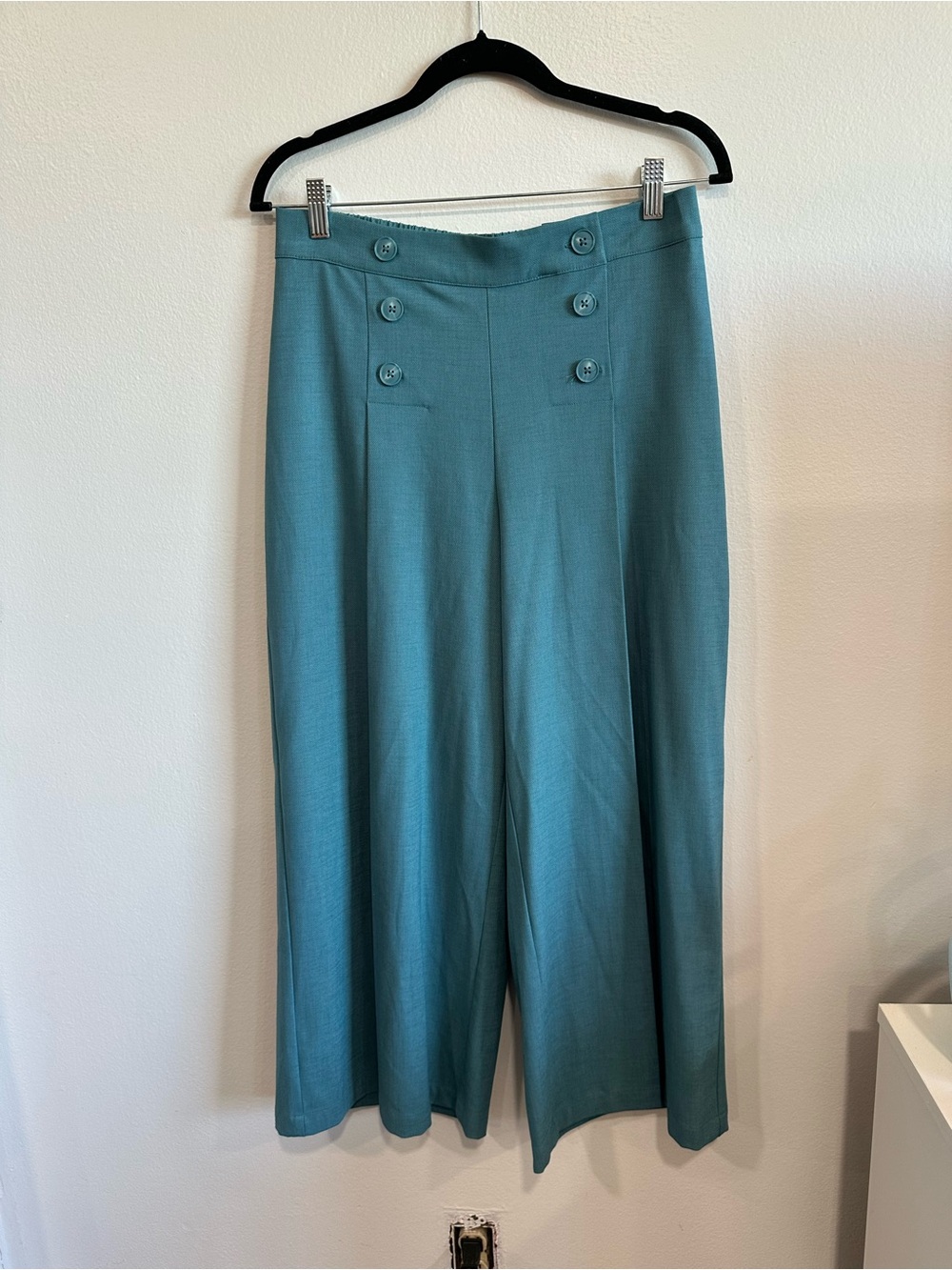 Liverpool Los Angeles Teal Wide Leg Sailor Pants Button Front Size Medium